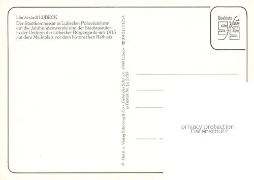 AK / Ansichtskarte Luebeck Stadtkommissar Polizeiuniform Stadtausrufer Buergergarde Uniform  Luebeck