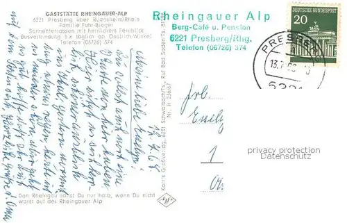 AK / Ansichtskarte Presberg_Rheingau Fliegeraufnahme mit Gaststaette Rheingauer Alp Presberg Rheingau