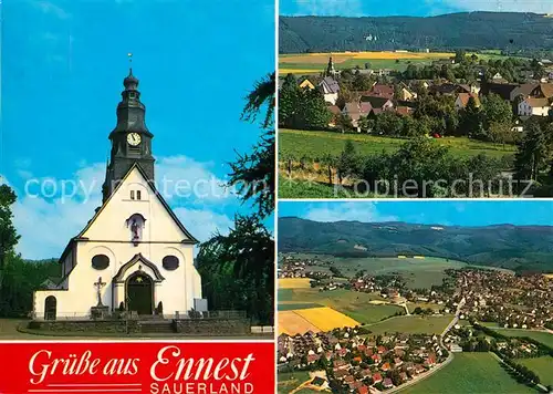 AK / Ansichtskarte Ennest Kirche Panorama Fliegeraufnahme Ennest