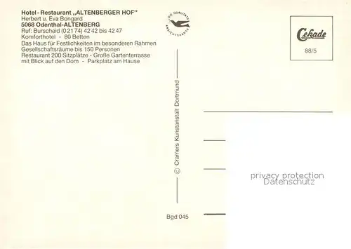 AK / Ansichtskarte Odenthal Hotel Restaurant Altenberger Hof Odenthal
