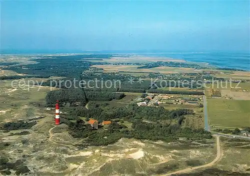 AK / Ansichtskarte Insel_Amrum Fliegeraufnahme mit Leuchtturm Sueddorf und Nebel Insel Amrum