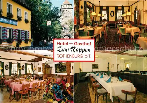 AK / Ansichtskarte Rothenburg_Tauber Hotel Gasthof Zum Rappen Gastraeume Speisesaal Rothenburg Tauber