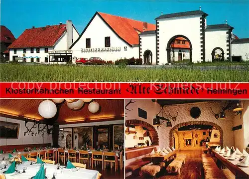 AK / Ansichtskarte Heiningen_Wolfenbuettel Klosterhaehnchen Restaurant Alte Schmiede Speisesaal Heiningen Wolfenbuettel