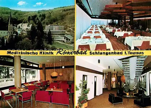 AK / Ansichtskarte Schlangenbad_Taunus Med Klinik Roemerbad Speisesaal Aufenthaltsraum Schlangenbad_Taunus