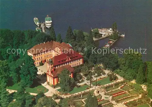 AK / Ansichtskarte Insel_Mainau Fliegeraufnahme mit Schloss Kirche Schlossterrasse und Rosengarten Fliegeraufnahme Insel Mainau