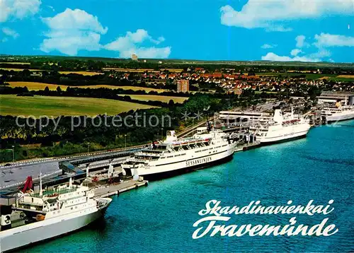 AK / Ansichtskarte Travemuende_Ostseebad Schiffslandeplatz Fliegeraufnahme Travemuende_Ostseebad