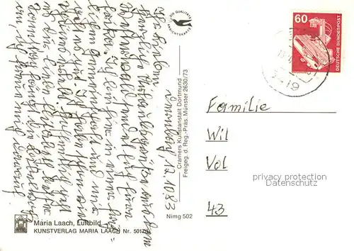 AK / Ansichtskarte Maria_Laach_Glees Wallfahrtskirche Fliegeraufnahme Maria_Laach_Glees