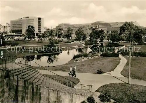 AK / Ansichtskarte Leipzig Schwanenteich Hauptbahnhof Hotel Stadt Leipzig Messestadt Leipzig