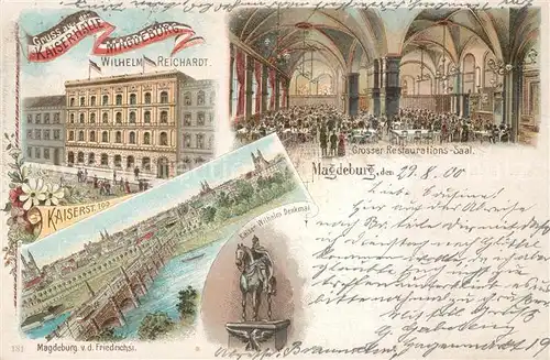 AK / Ansichtskarte Magdeburg Wilhelm Reichardt Kaiserhalle Kaiser Wilhelm Denkmal Magdeburg