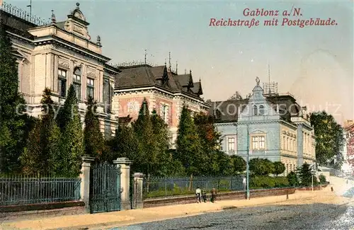 AK / Ansichtskarte Gablonz_Neisse_Tschechien Reichstrasse Postgebaeude Gablonz_Neisse_Tschechien
