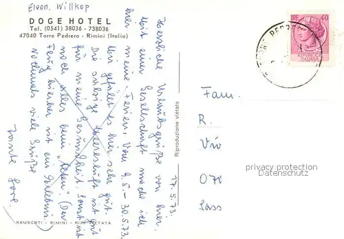 AK / Ansichtskarte Rimini Doge Hotel Torre Pedrera Rimini