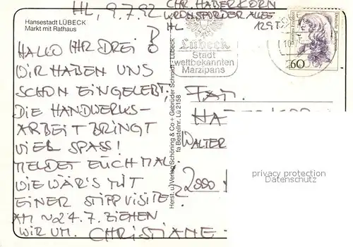 AK / Ansichtskarte Luebeck Markt Rathaus Luebeck