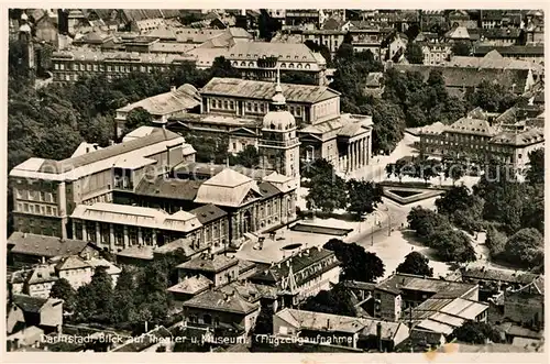 AK / Ansichtskarte Darmstadt Fliegeraufnahme mit Theater und Museum Darmstadt