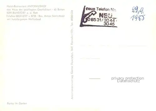 AK / Ansichtskarte Ruhstorf_Rott Hotel Restaurant Antoniushof Terrasse Ruhstorf_Rott