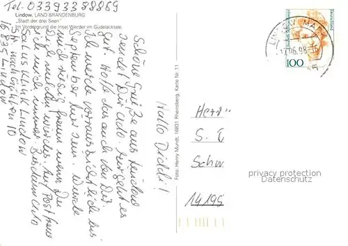 AK / Ansichtskarte Lindow_Mark Fliegeraufnahme mit Insel Werder im Gudelacksee Lindow Mark