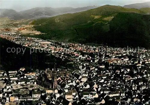 AK / Ansichtskarte Freiburg_Breisgau Fliegeraufnahme mit Muenster Freiburg Breisgau
