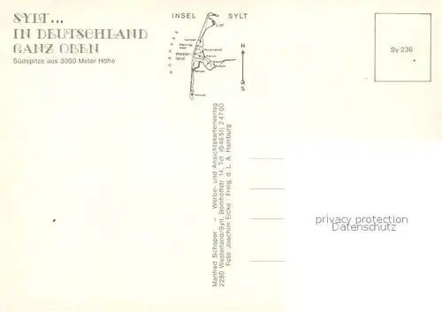 AK / Ansichtskarte Sylt Suedspitze Fliegeraufnahme Sylt