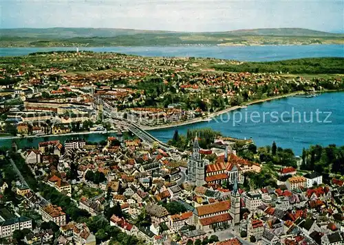 AK / Ansichtskarte Konstanz_Bodensee Fliegeraufnahme mit Rheinausfluss  Konstanz_Bodensee