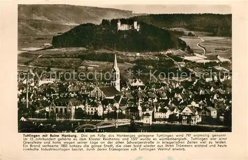 AK / Ansichtskarte Tuttlingen Panorama mit Ruine Honburg Franckh Chronik Karte Tuttlingen