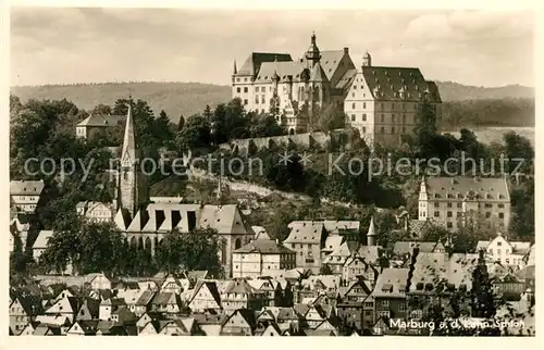 AK / Ansichtskarte Marburg_Lahn Altstadt Kirche Schloss Marburg_Lahn