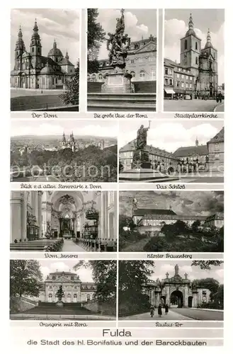 AK / Ansichtskarte Fulda Dom Kirche Schloss Denkmal Kloster Frauenberg Orangerie Flora Paulustor Floravase Barockbauten Fulda