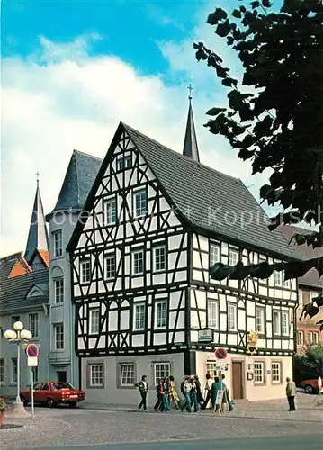 AK / Ansichtskarte Schluechtern Fachwerkhaus Klostertuerme Gaststaette Eckebaecker Schluechtern