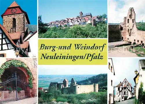 AK / Ansichtskarte Neuleiningen Teilansichten Burg  und Weindorf Burgruine Fachwerkhaeuser Neuleiningen