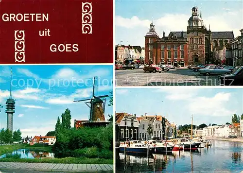 AK / Ansichtskarte Goes_Netherlands Windmuehle Rathaus Hafen Goes_Netherlands