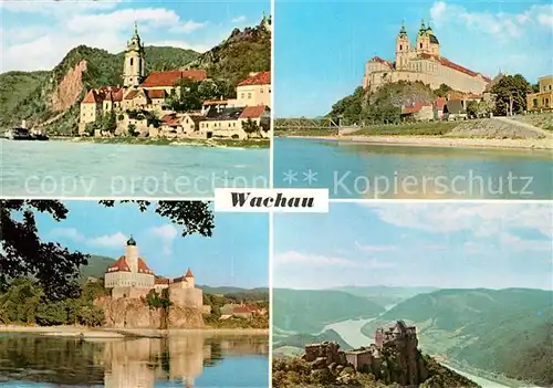 AK / Ansichtskarte Duernstein_Wachau Stift Melk Schloss Schoenbuehel Ruine Aggstein Landschaftspanorama Duernstein_Wachau