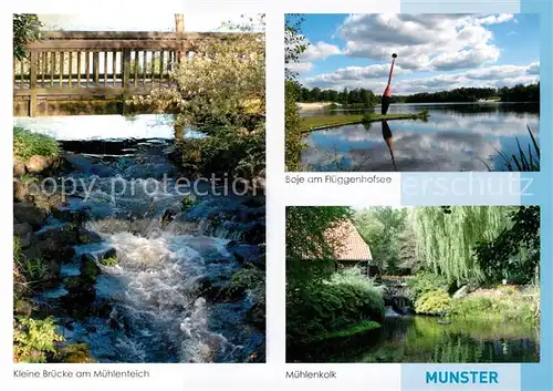 AK / Ansichtskarte Munster_oertze Kl Bruecke am Muehlenteich Boje am Flueggenhofsee Muehlenkolk Munster_oertze