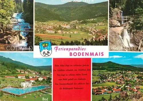 AK / Ansichtskarte Bodenmais Riesloch Panorama Hochfall Schwimmbad Stadtblick Bodenmais
