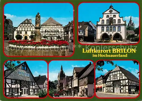 AK / Ansichtskarte Brilon Brunnen Jaegerhof Rathaus Fachwerkhaeuser Brilon