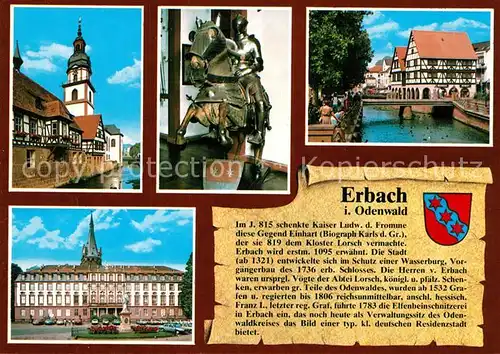 AK / Ansichtskarte Erbach_Odenwald Kloster Lorsch Reiterstandbild Schloss Erbach Odenwald