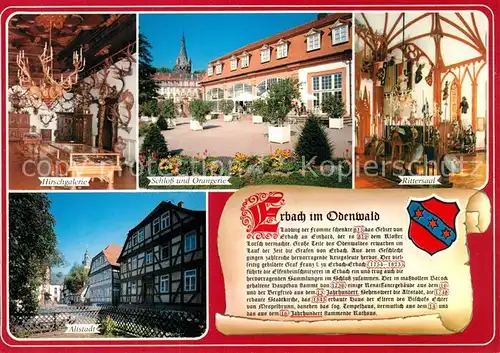 AK / Ansichtskarte Erbach_Odenwald Hirschgalerie Schloss Orangerie Rittersaal Altstadt Erbach Odenwald