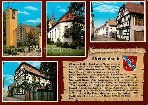 AK / Ansichtskarte Dietzenbach St Martinkirche Ev Kirche Schaefergasse Altes Fachwerkhaus Dietzenbach