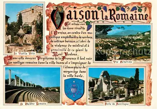 AK / Ansichtskarte Vaison la Romaine_Vaucluse La Vieille Ville Vue generale Le Theatre Romain Porte de Basilique Vaison la Romaine