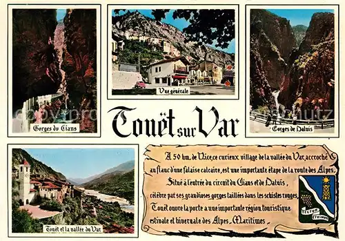 AK / Ansichtskarte Touet sur Var Gorges du Cians Vue generale Gorges de Daluis Touet et la vallee du Var Touet sur Var