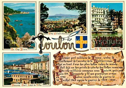 AK / Ansichtskarte Toulon_Var Le Cap Brun Vue generale La Place de la Liberte Douane Port Hotel de Ville Toulon_Var