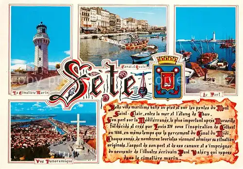 AK / Ansichtskarte Sete_Herault Le Cimetiere Marin Vue panoramique Canal et Quais Le Port Sete Herault