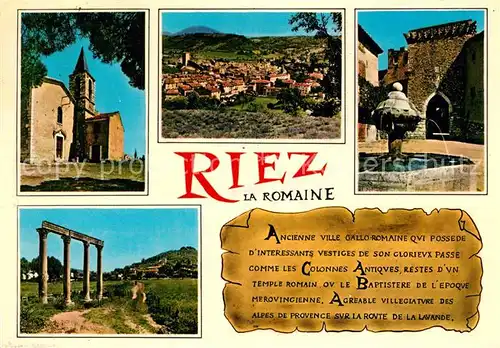 AK / Ansichtskarte Riez Kirche Panorama Brunnen Saeulen Riez