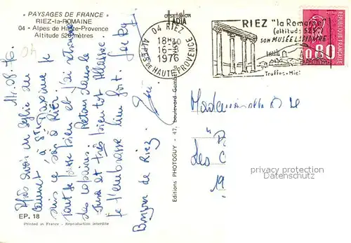 AK / Ansichtskarte Riez Kirche Panorama Brunnen Saeulen Riez