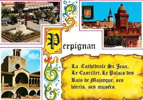 AK / Ansichtskarte Perpignan Cathedrale St Jean Castillet Le Palais des Rois de Majorque Perpignan