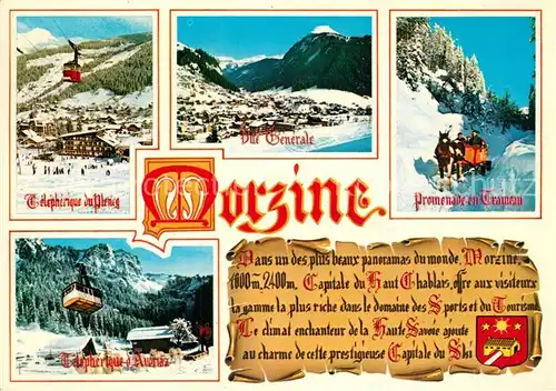 AK / Ansichtskarte Morzine Telepherique Vue generale Promenade en Traineau Telepherique d Avoriaz Morzine