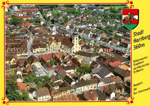 AK / Ansichtskarte Hartberg_Steiermark Stadtpfarrkirche St Martin Spaetromanischer Karner Fliegeraufnahme Hartberg_Steiermark