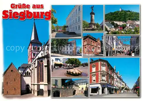 AK / Ansichtskarte Siegburg Kirche Teilansichten Monument Fussgaengerzone Siegburg