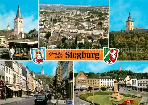 AK / Ansichtskarte Siegburg Kirche Fliegeraufnahme Schloss Fussgaengerzone Stadtplatz Siegburg