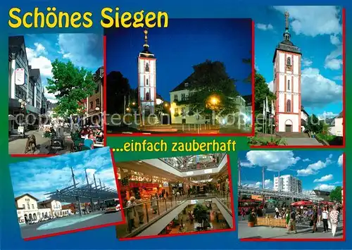 AK / Ansichtskarte Siegen_Westfalen Fussgaengerzone Kirche Bahnhof Einkaufszentrum Siegen_Westfalen