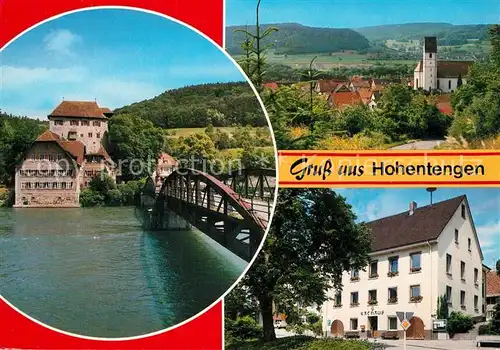 AK / Ansichtskarte Hohentengen_Hochrhein Rheinbruecke Kirche Rathaus Hohentengen Hochrhein