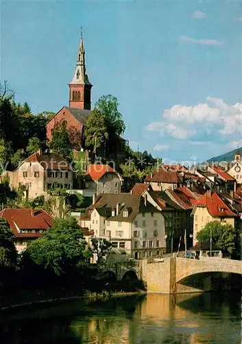 AK / Ansichtskarte Laufenburg_Baden Rheinpartie Kirche Laufenburg_Baden