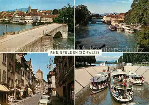 AK / Ansichtskarte Rheinfelden_AG Rheinbruecke Fahrgastschiffe Strassenpartie Rheinfelden AG
